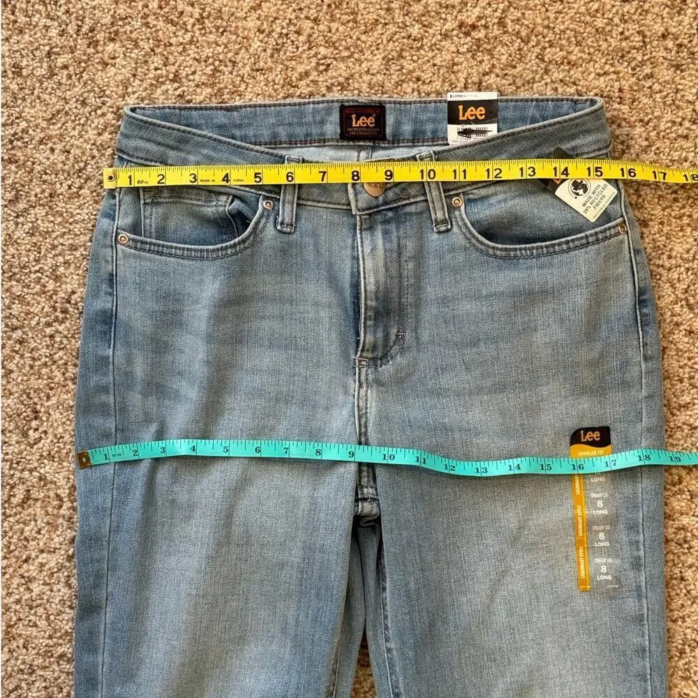 NWT - LEE faded Blue Jeans, size 8 TALL/LONG; straight leg